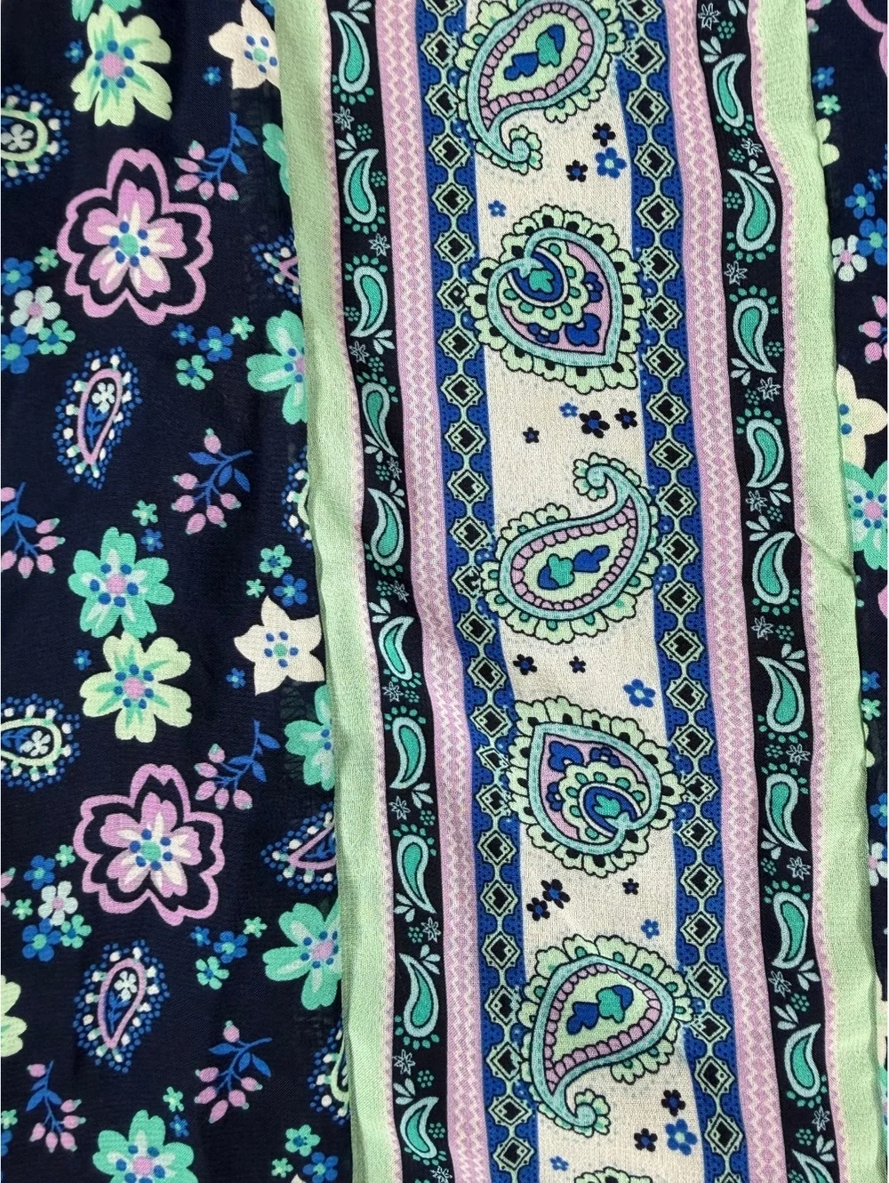 Wonder Nation Girls' Navy Blue Floral and Paisley Print Sleeveless Dress, Size M